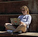 Students sitting on the Doudna steps