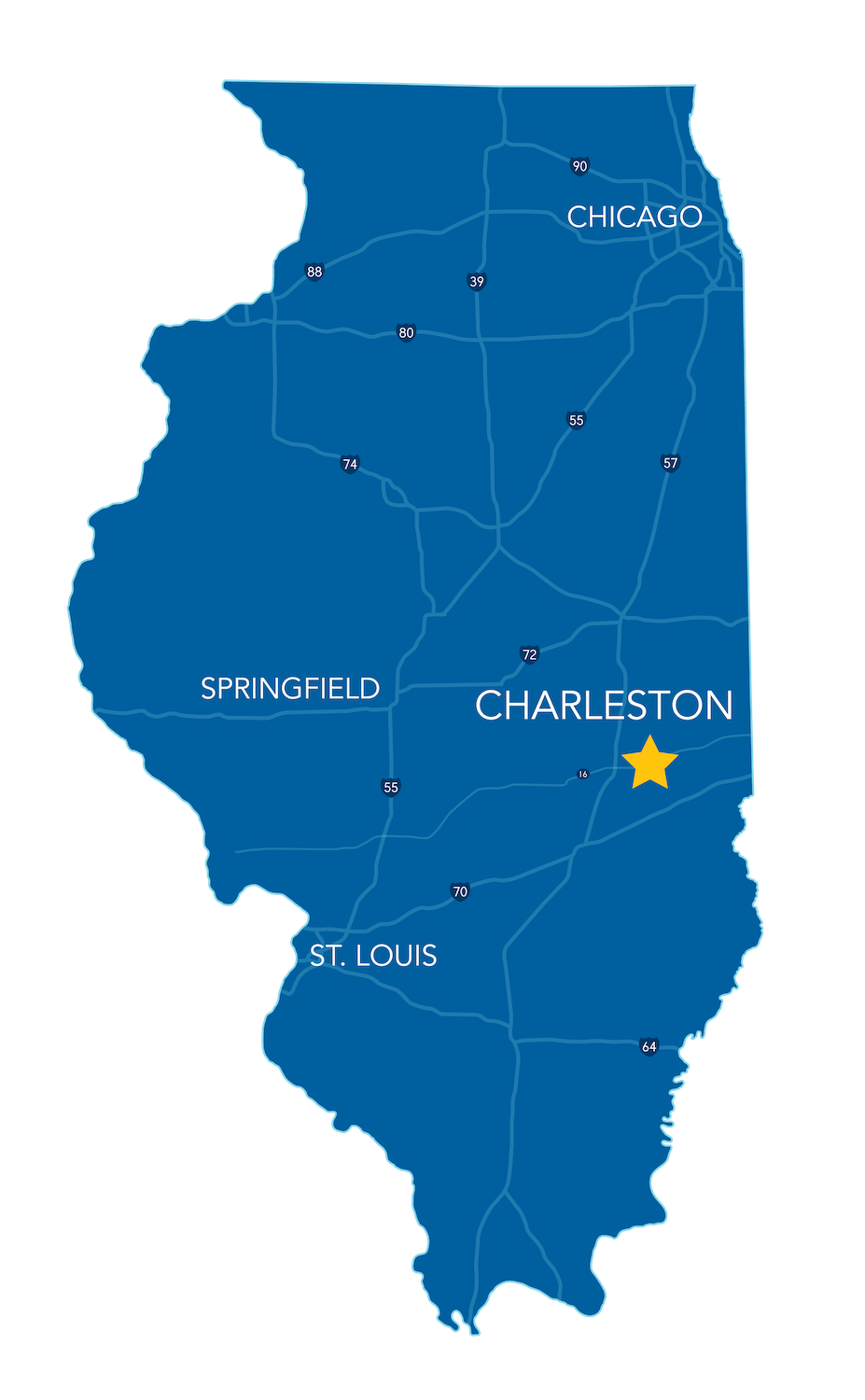 Charleston IL on a map of Illinois Charleston IL on a map of Illinois