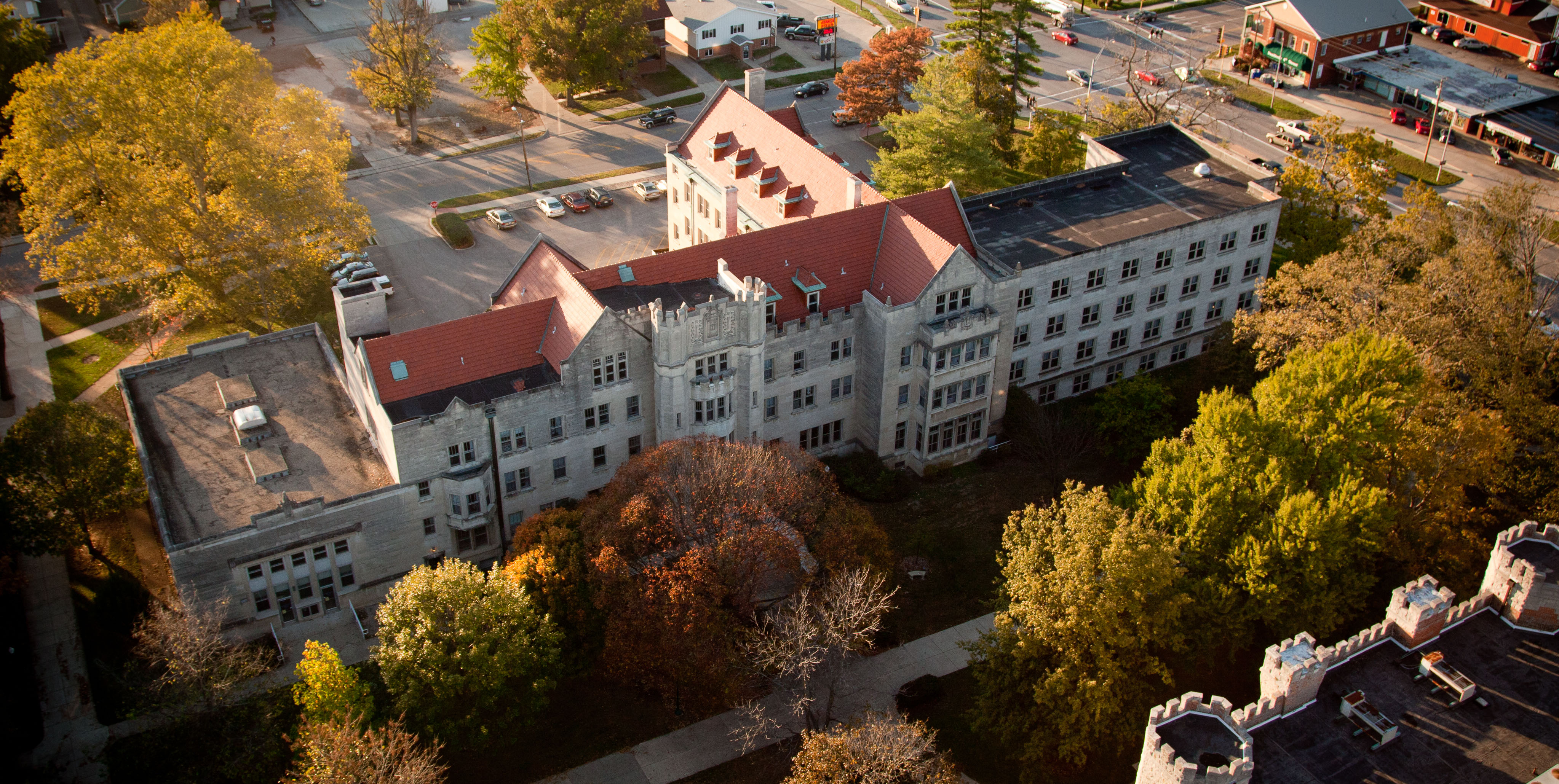 Ariel shot of building