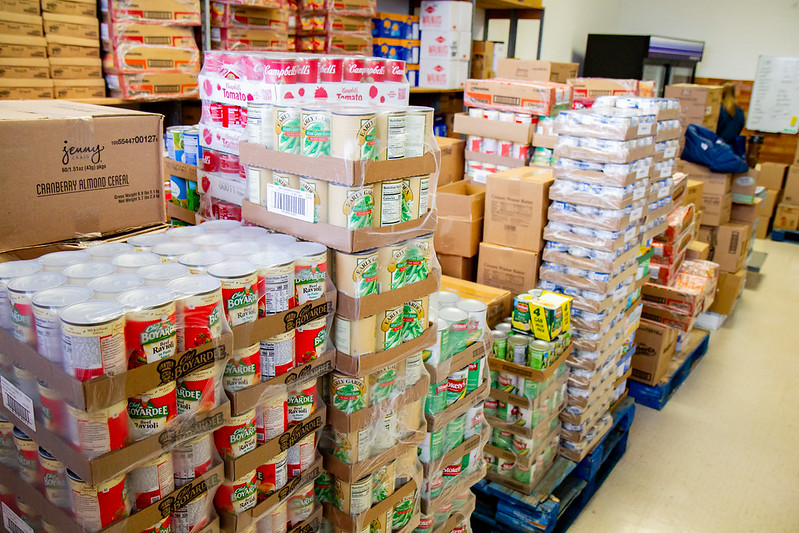 Stacks of food at pantry