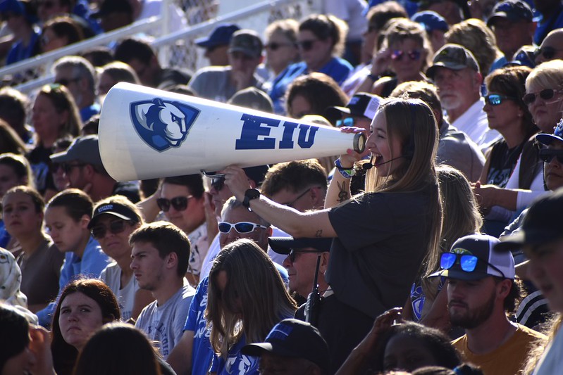 students at football game