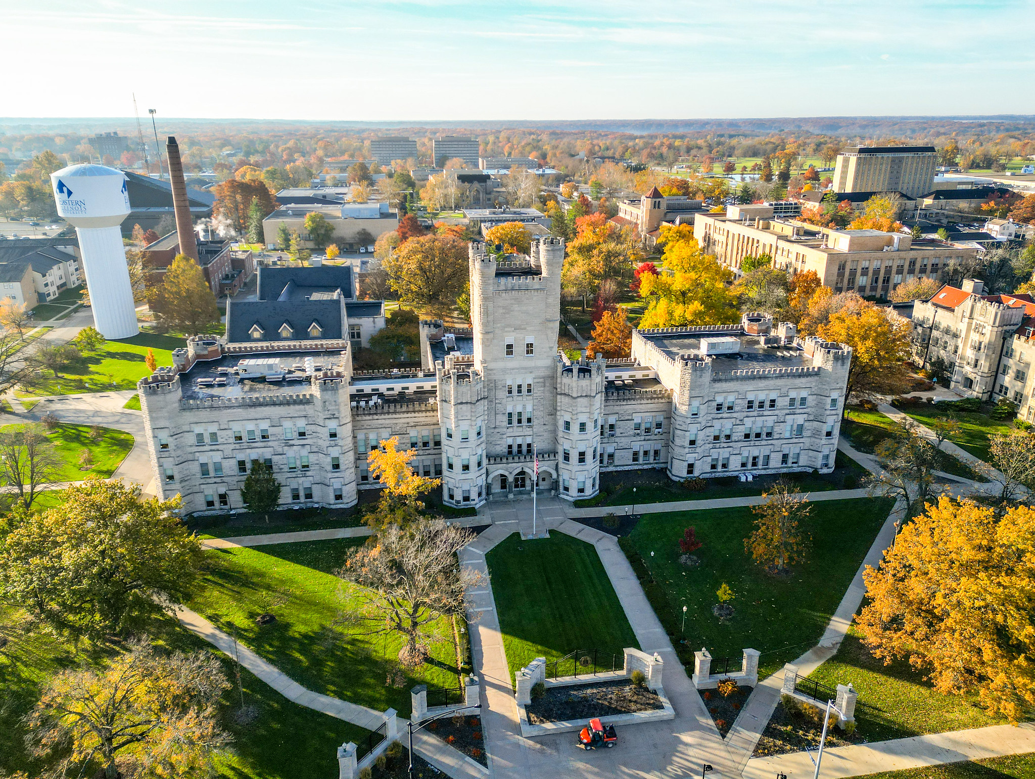 drone shot of EIU campus