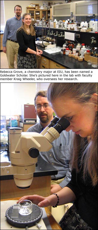 Rebecca Grove and Kraig Wheeler in the lab