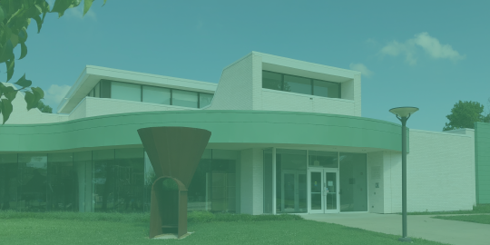 Tarble Arts Center exterior with green overlay