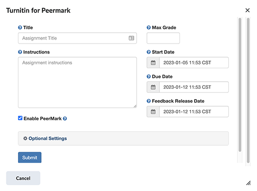 Create Peermark assignment